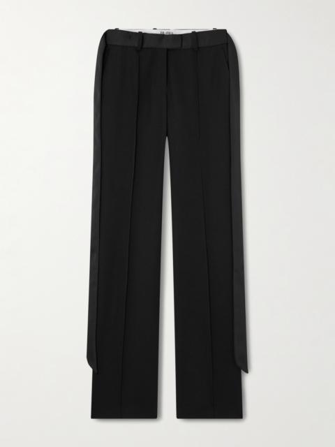 Tie-detailed Belted Wool-twill Straight-leg Pants