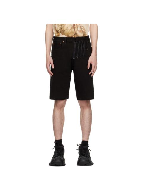 Black Upcycled Denim Shorts