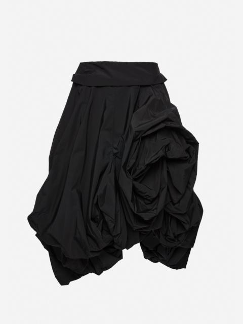 Draped skirt with sculptural volume in black