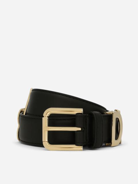 Calfskin belt with lettering
