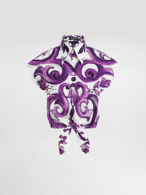 Majolica-print poplin shirt