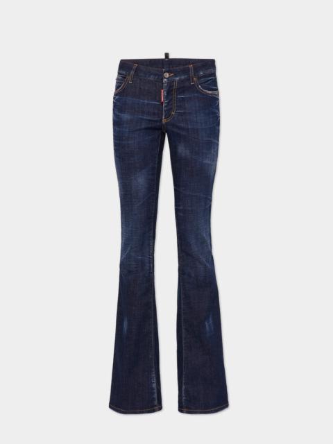 DARK CLEAN WASH MEDIUM WAIST FLARE JEANS