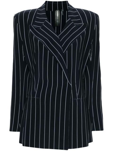 pinstripe double-breasted blazer