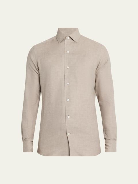 Men's Melange Cashmere and Cotton Modern-Fit Sport Shirt