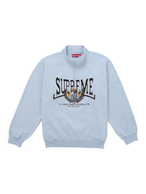 Supreme Crest Applique Half Zip Pullover Light Blue