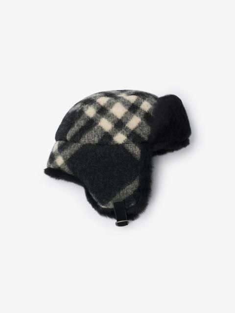 Check Wool Trapper Hat