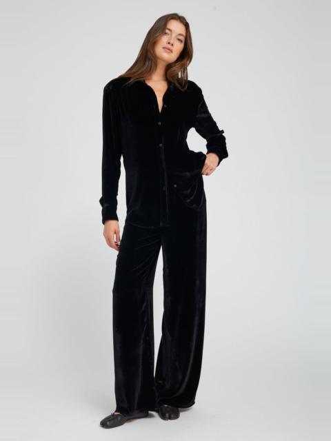 BLACK SILK WIDE LEG EASY PANTS