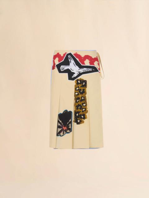 LIGHT BLUE STRIPED POPLIN WRAP SKIRT