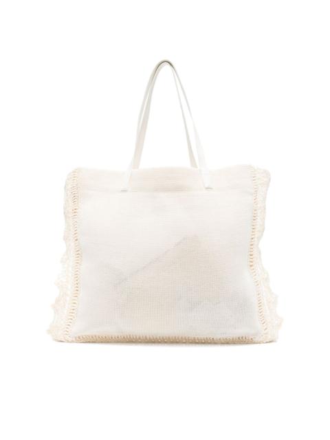 Ivory crochet shopping bag