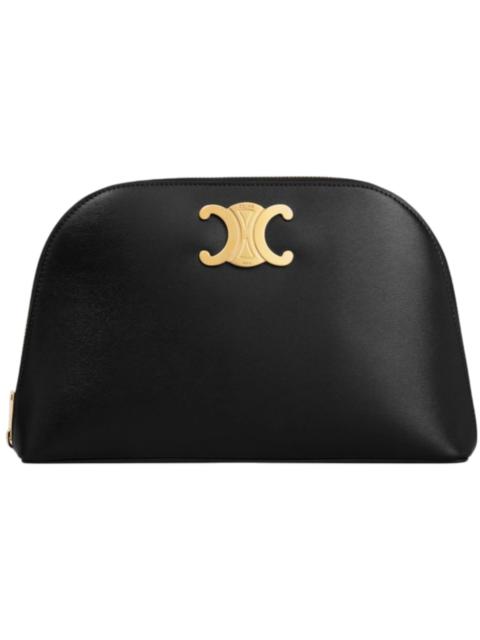 Celine Triomphe Shiny Calfskin Pouch Black