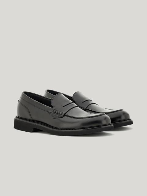 BLACK COLLEGE MOCCASIN LOAFERS IN CALFSKIN WITH COVERING