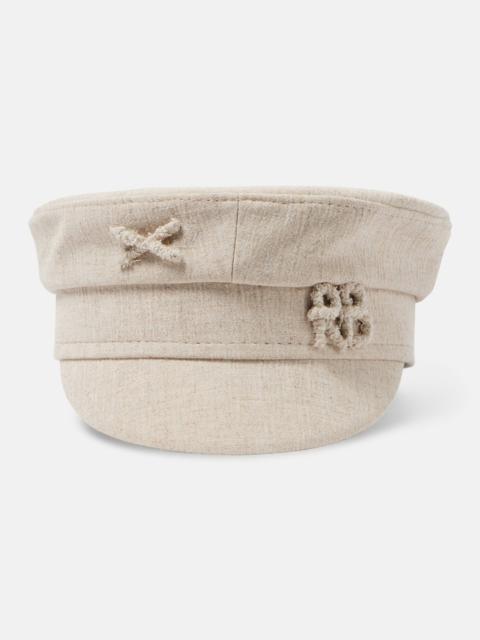Linen-blend newsboy cap