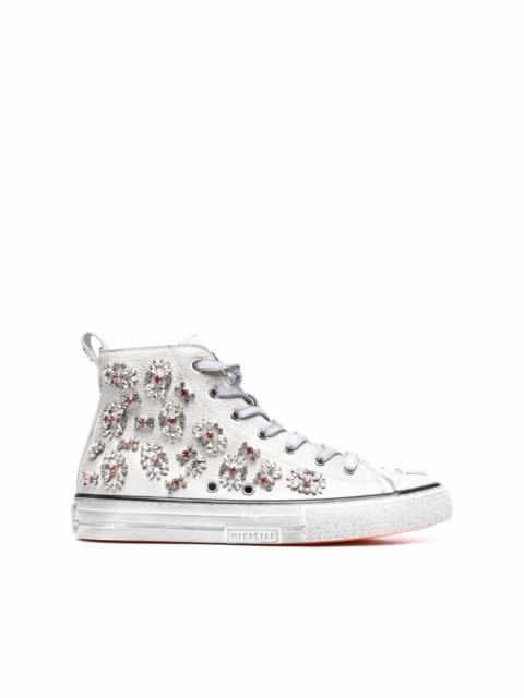 crystal-embellished high-top sneakers
