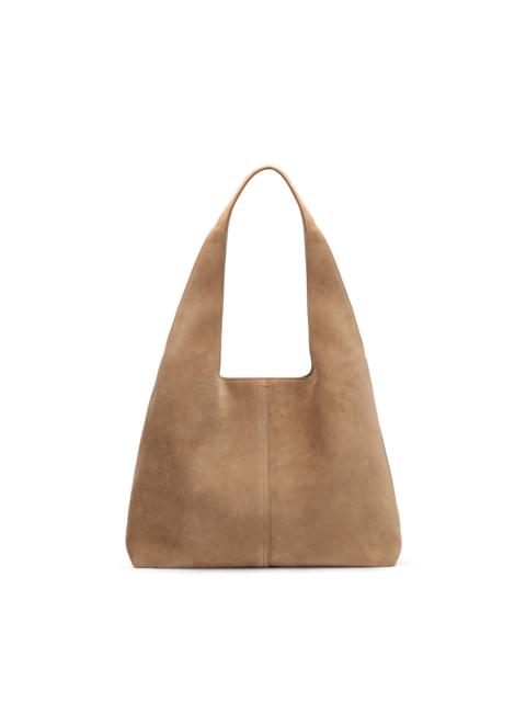 Beige suede shoulder bag