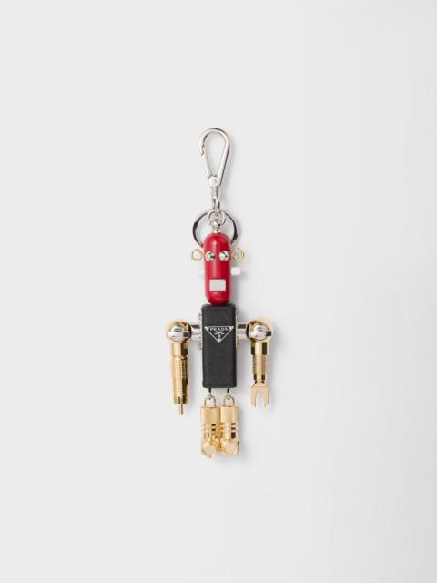 Robot Saffiano leather key ring charm