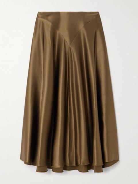 Ames Silk-satin Midi Skirt