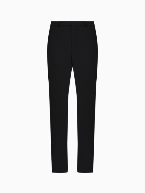 ICON PIQUÉ-EFFECT MICRO-TEXTURED CRÊPE JERSEY TROUSERS