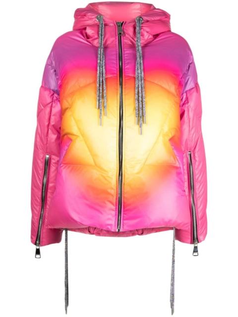 Iconic gradient hooded puffer jacket