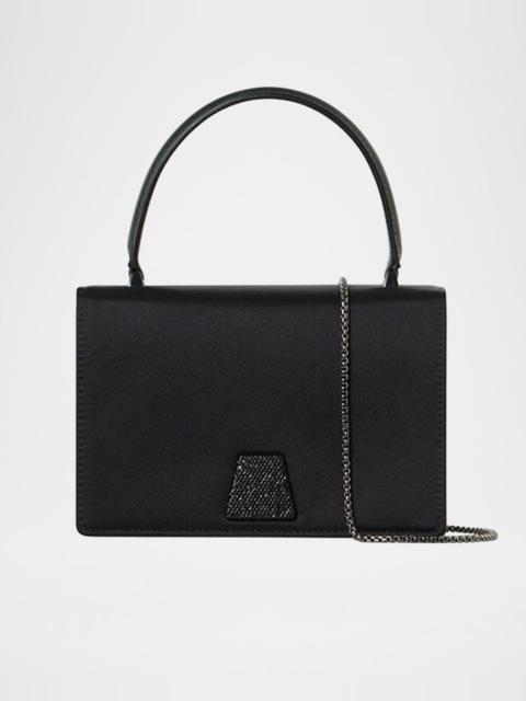Alice Crystal Trapezoid Satin Micro Top-Handle Bag