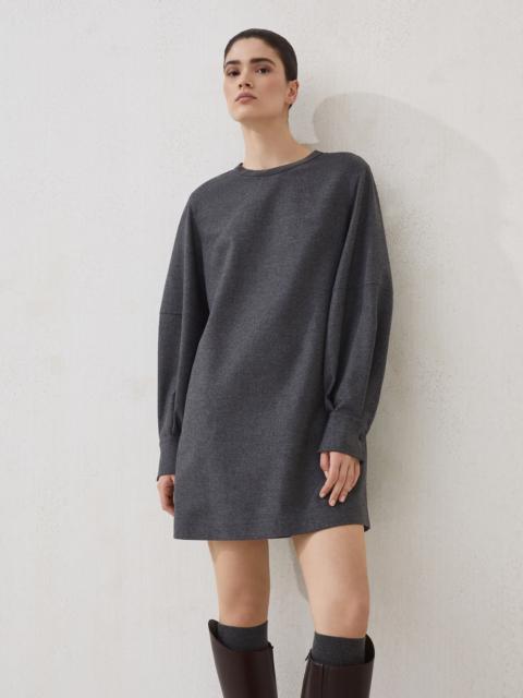 Virgin wool and cashmere twill flannel dress with precious collar