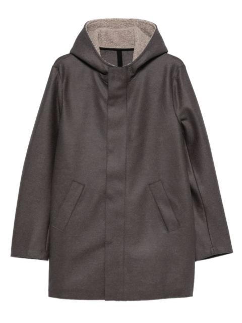 hooded welt-pocket coat