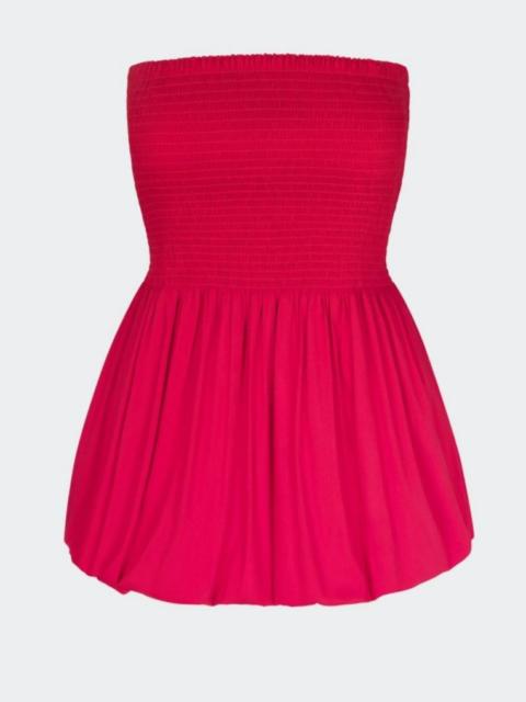 Via Smocked Mini Dress in Lucky Red
