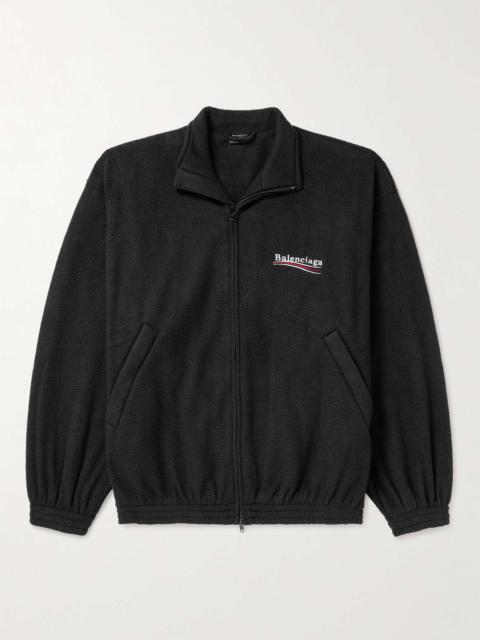 Oversized Logo-Embroidered Fleece Jacket