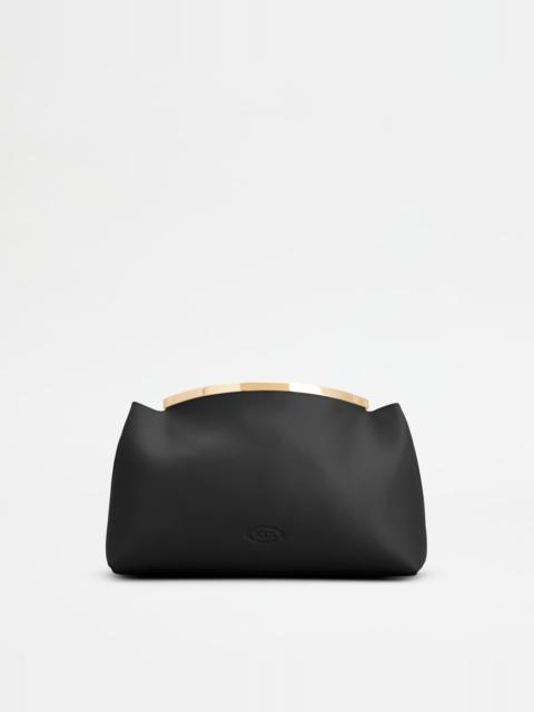 TOD'S MAGENTA BAG CLUTCH BAG IN LEATHER LARGE - BLACK