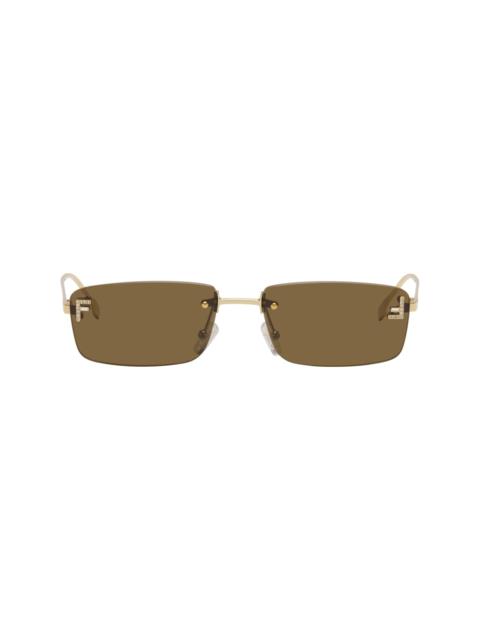 Gold 'Fendi First' Crystal Sunglasses