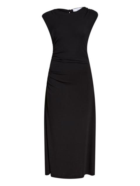 Mimi gathered-shoulder midi dress