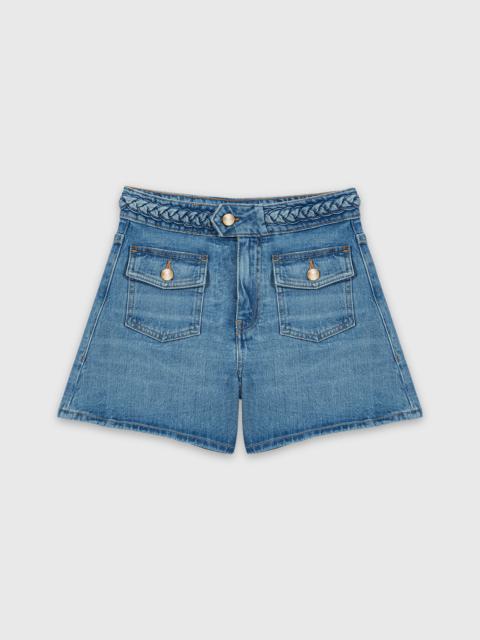 Braided denim shorts