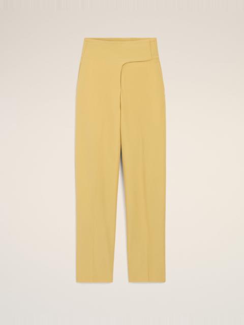 YELLOW NEW WOOL WRAPPED BELTED TROUSERS