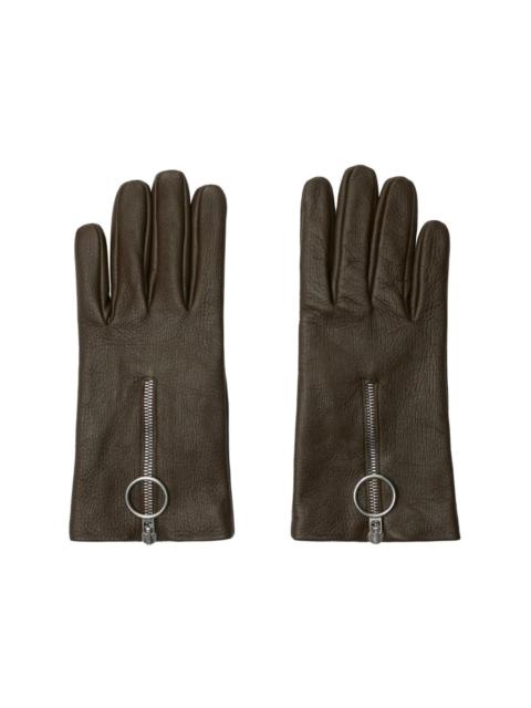 zipped leather gloves