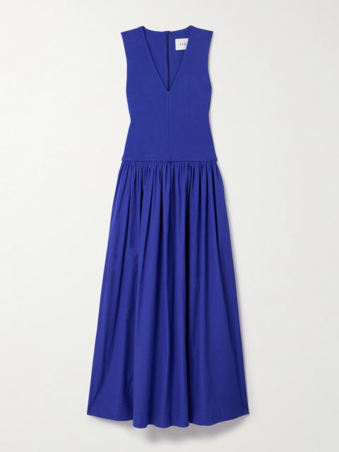 Stretch-knit And Gathered Organic Cotton-poplin Maxi Dress
