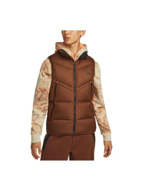 Nike Windproof Warm Stand Collar Down Vest 'Brown' DV1136-259