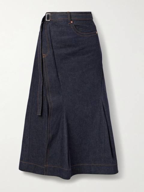 Belted denim midi skirt Indigo