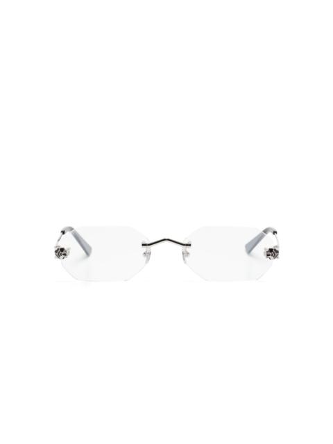 Panther Head-detail rimless glasses