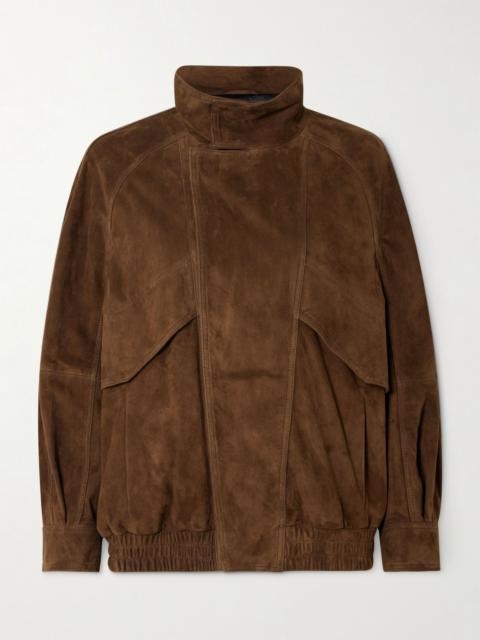 Ariste oversized paneled suede jacket Brown