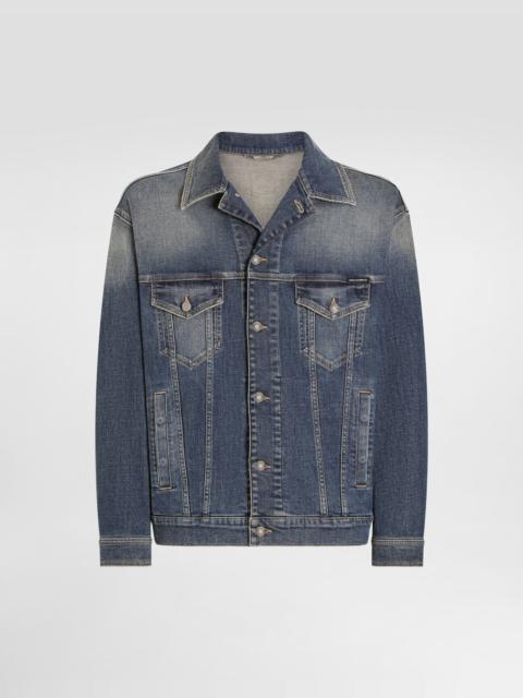 Stretch light blue wash denim jacket