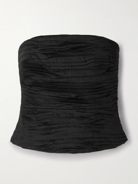 Sunbeam Strapless Pleated Cotton-poplin Top