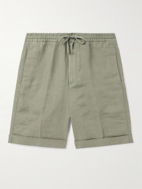 Straight-Leg Linen Drawstring Shorts Green
