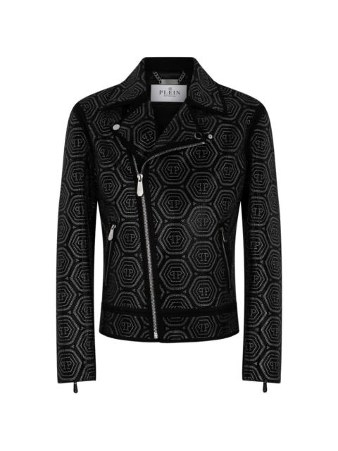 monogram stone biker jacket