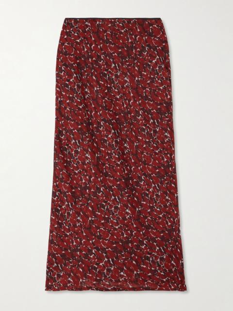 Printed silk-mousseline midi skirt Red