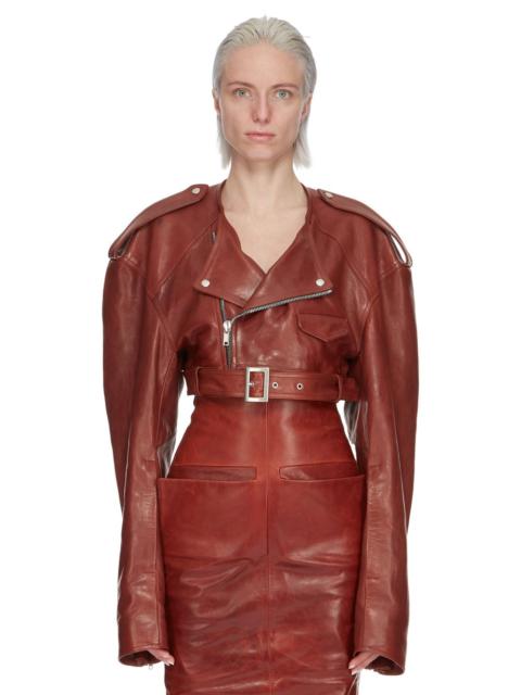 Burgundy Micro Biker Leather Jacket