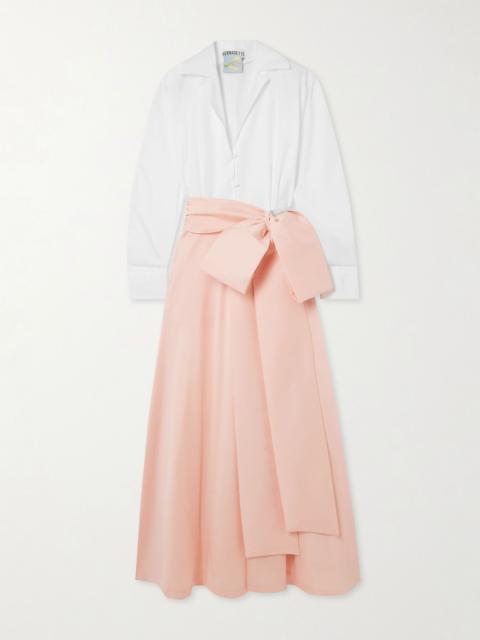 Clarence belted organic cotton-blend poplin and taffeta maxi shirt dress Pink