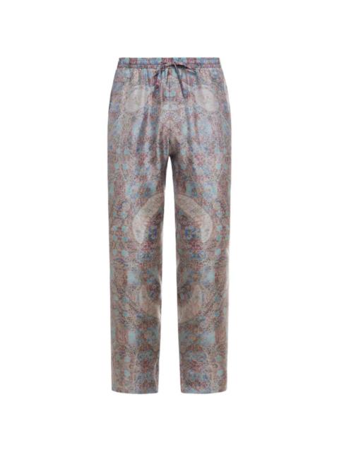Aloe drawstring paisley silk trousers