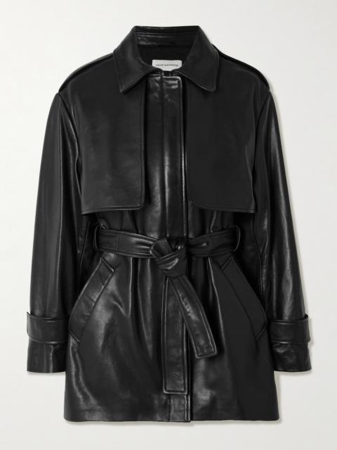 Priya Belted Paneled Leather Jacket