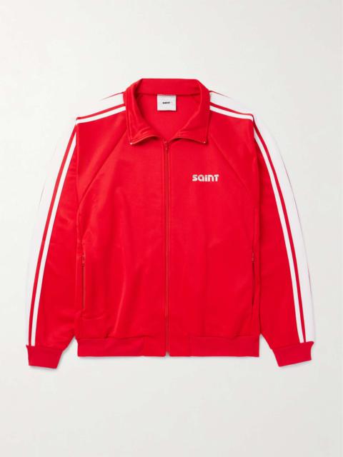 Logo-Embroidered Striped Jersey Track Jacket