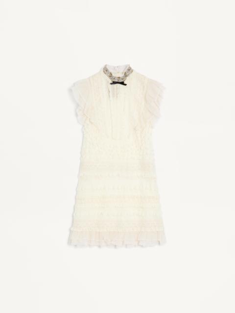 SHORT DRESS IN EMBROIDERED LIGHT LINEN