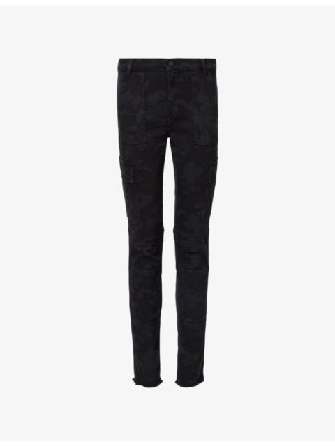 Duran Camo Raw-Hem Skinny-Leg Stretch-Denim Jeans